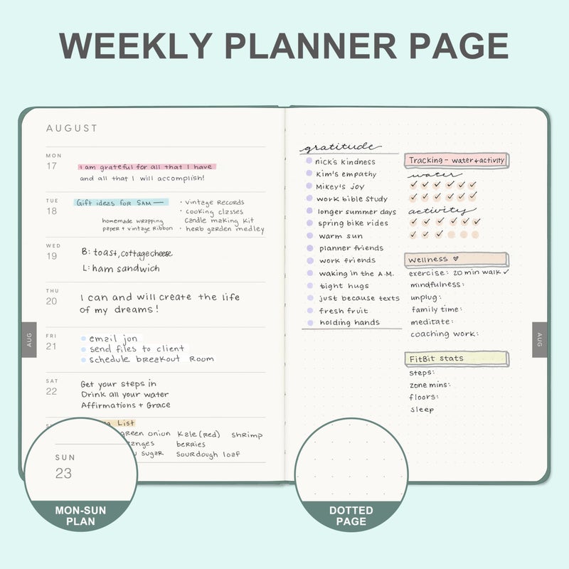 &And Per Se And Per Se Planner 2025-2026, 15-Month Hardcover Daily, Weekly & Monthly Planner, A5 size, 100GSM Thick Paper, Back Pocket, Monthly Tabs, 5.7"" x 8"" (Green) - Image 4